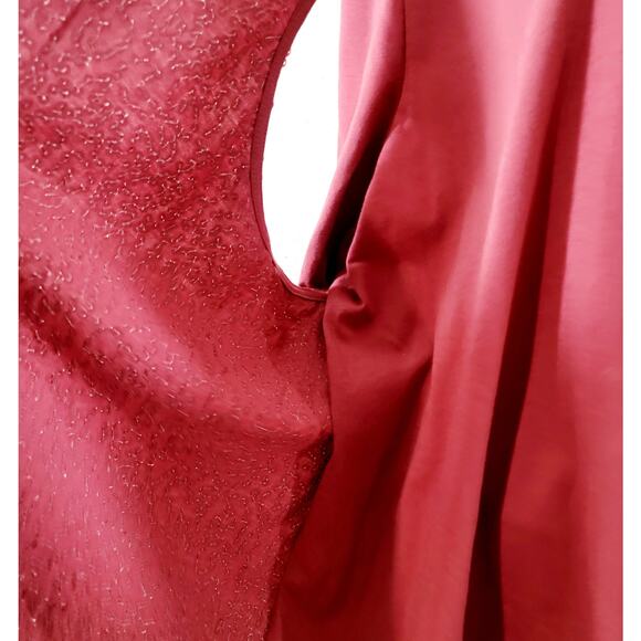 Denim 24/7 Red Brownish 2 In 1 Sequin Round Neck Top 1X Lightweight Stretch Soft - Picture 6 of 7